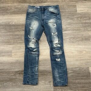 Smoke Rise Men's Jeans 34/32 Blue Distressed RN#82930